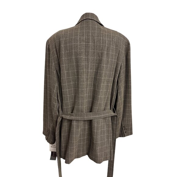 Anne Klein II Womens Brown Plaid Wool Blazer 24W Double-Breasted Tall Plus - Picture 10 of 16